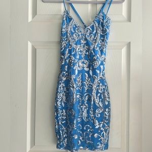 Windsor Bodycon Sequin Dress in Blue